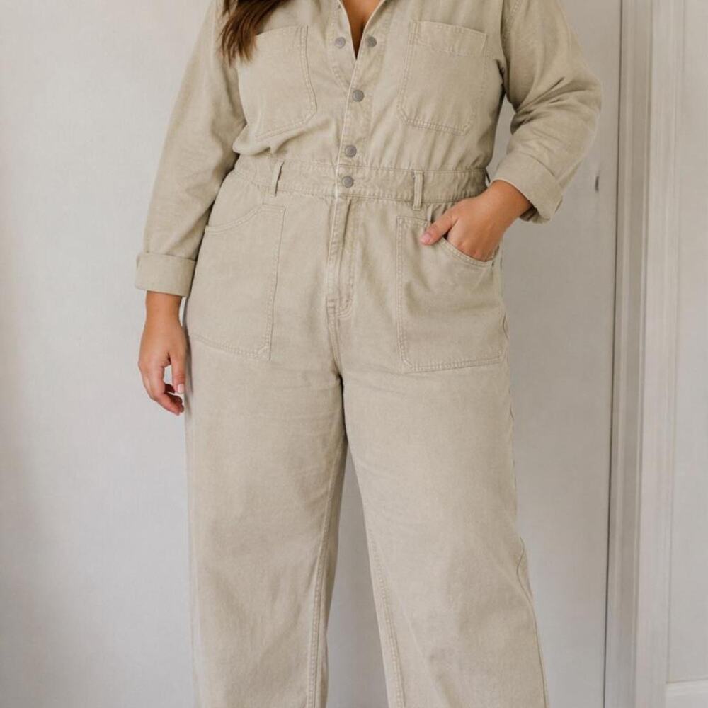 Nwt beige utility jumpsuit size